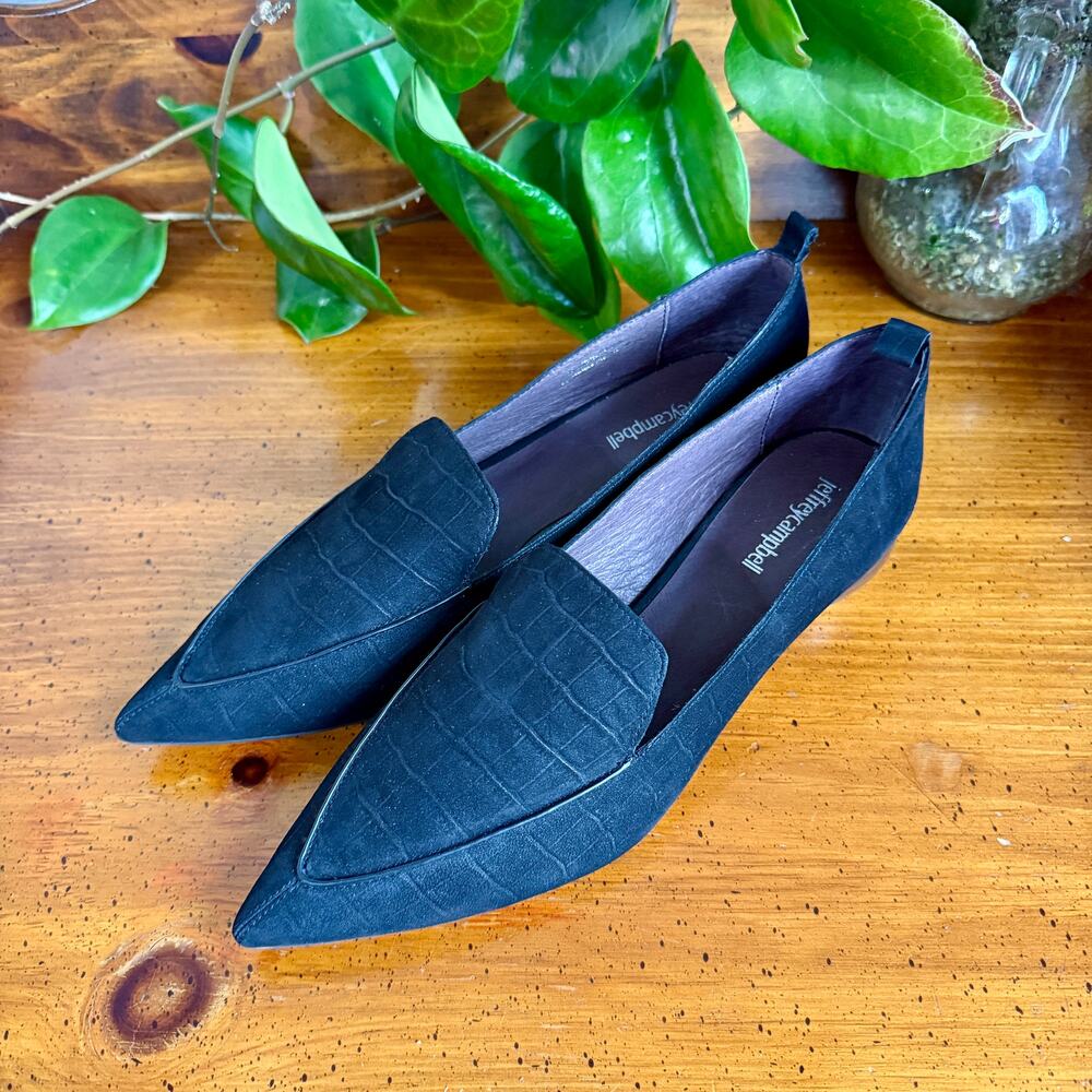Jeffrey Campbell Black Pointed Toe Loafers Block Heel Shoes Women’s 10 - Picture 8 of 8
